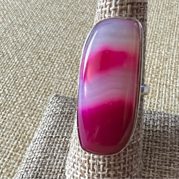 Pink Agate Ring Size 8.5+ - Picture 2 of 4
